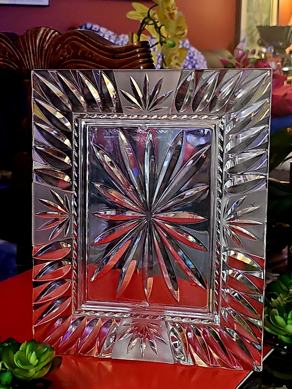 Cristal d’Arques France Faceted Clear Glass Decorative Picture Frame 8.5”x 10.5”